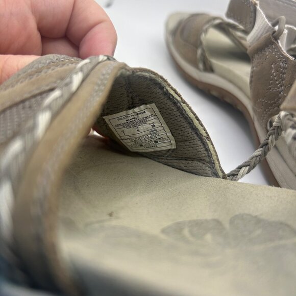 Merrell violatta aluminum Tan Strappy Sandals Size 7 Braided Detail & Adjustable - Picture 2 of 8